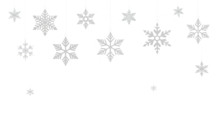 Snowflake set isolated on transparent background, winter frost crystal icons collection for holiday design