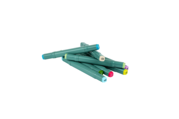 Acrylic alcohol brush markers isolated on transparent background. Png and Jpg image