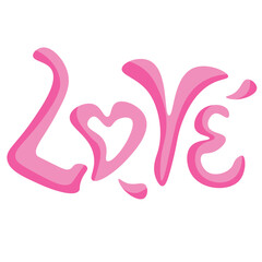 Pink Love word on simple white background