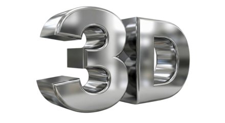 Metallic 3D Letters and Numbers Render isolated on transparent background