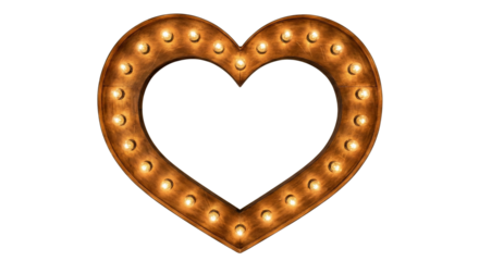 Rustic Heart Marquee Light Bulb Sign Vintage Decor Romantic Illumination isolated on transparent background