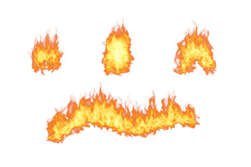 Psd bright yellow  blazing fire flames with seamless smoke and sparks on transparent background