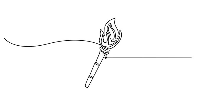 flashlight animation continuous one line drawing, Minimalism concept. Full length one line animation, one line drawing of lighting tool. single line flashlight emergency light. vector illustration.