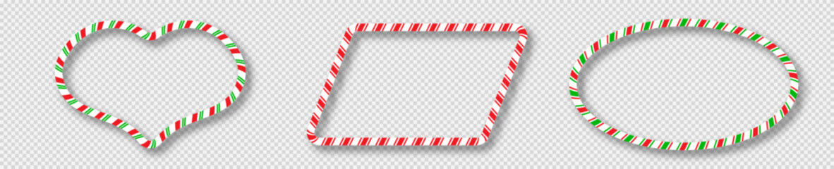 Fototapeta premium Set of Christmas candy cane frames