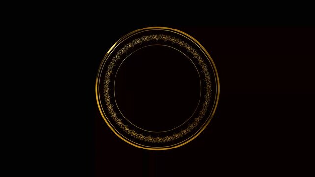 golden ring with floral ornament empty text logo background