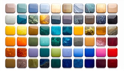 Grid of 40 square icons with abstract and landscape-themed backgrounds in vibrant, varied styles.