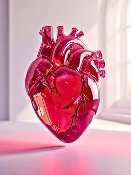 Crystal heart in a glass