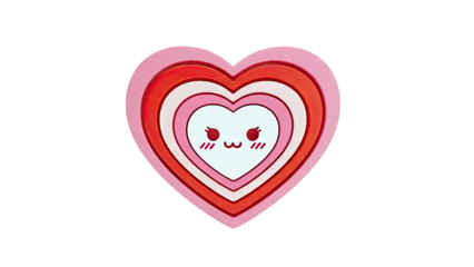 Kawaii Heart with Pink and Red Layers