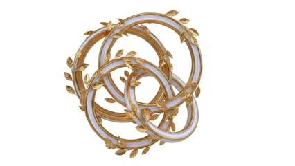 Intertwined Rings with Gold Laurel Leaves