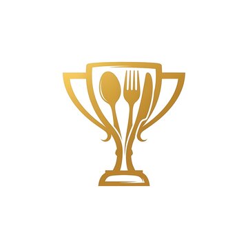 Culinary Excellence Award - Golden Trophy with Utensils for Gastronomy.