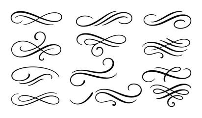 Collection of elegant calligraphic swirls and flourishes