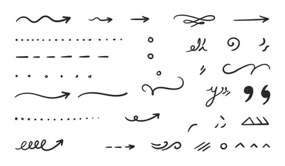 Collection of various symbols and arrows in monoline style