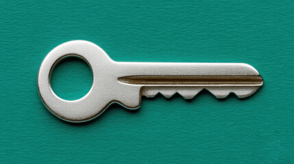 Modern design, a single key icon left-aligned, solid background