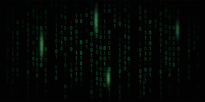 Matrix style binary code digital background with falling numbers, Digital binary code background green color. Matrix style program, Random falling numbers