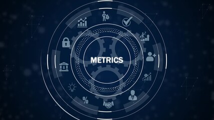 Digital metrics dashboard with financial charts analytics and business on dark blue background - Powered by Adobe