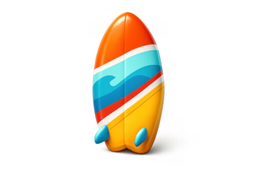 Vibrant surfboard icon with ocean wave design for summer and beach themes