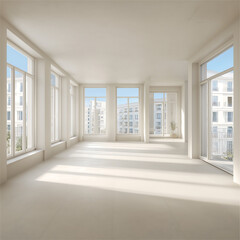 Obraz premium Photorealistic Minimal White Interior Background with Copy Space