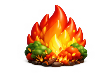 Vibrant bushfire icon featuring flames and embers for environmental awareness design