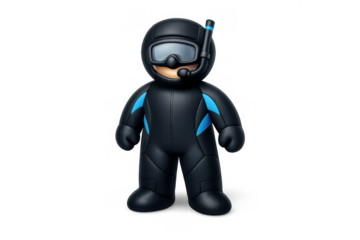 Cartoon wetsuit icon illustration for diving and water sports design