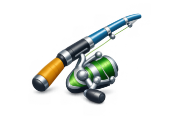 Colorful fishing gear icon for recreational outdoor activities and design projects