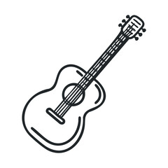 Obraz premium Acoustic guitar musical instrument line art drawing vector depicting a classic stringed instrument for music, entertainment, and creative design projects.