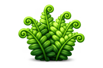 Green cartoon fern icon illustration for nature inspired designs and projects
