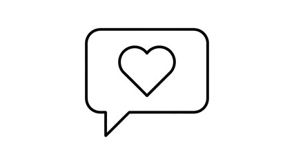 Speech bubble with heart isolated on a transparent background