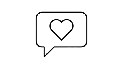 Speech bubble with heart isolated on a transparent background