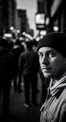 Intense Gaze in Urban Landscape - A Portrait of Contemplation.