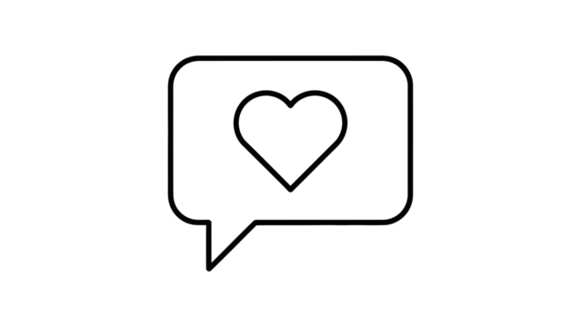Speech bubble with heart isolated on a transparent background - Powered by Adobe