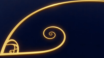 Abstract golden spiral pattern representing the golden ratio and fibonacci sequence