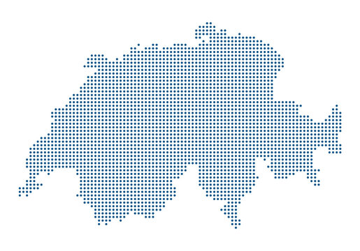 Switzerland Blue Dotted Vector Map with Transparent Background for Blockchain Tech. Swiss map dotted style.