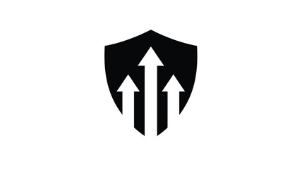 Fototapeta premium Black shield emblem with three upward arrows a striking silhouette