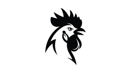 Fototapeta premium a black and white rooster head silhouette