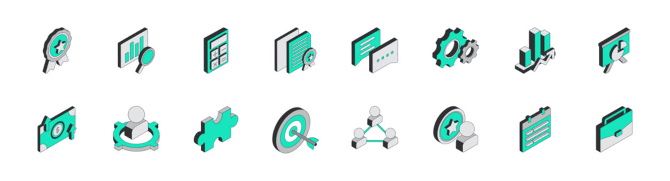 Set of Business Isometric Icons 