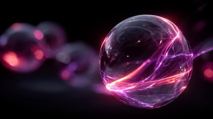 Purple ball with a purple and red glow surrounding it. The ball is surrounded by a purple and red glow