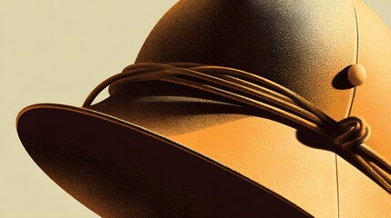 Striking Vector Art Depicting a Stylized Tan Pith Helmet that Embodies the Spirit of Safari Exploration and Tropical Colonial Aesthetics