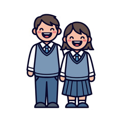 Obraz premium Smiling Students In School Uniform Vector Illustration