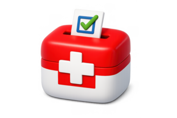 Swiss democracy ballot box illustration with check mark for election concept and design