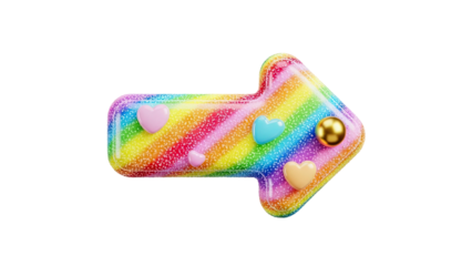 Glittering Rainbow Arrow with Hearts and Gold Ball