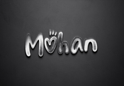 Chrome metal 3D Hindi name design of Mohan on grey background.