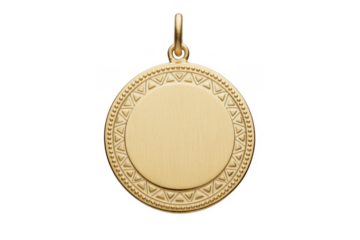 Gold pendant with engraved border jewelry accessory isolated on a transparent background