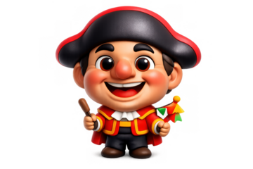 Cabezudos carnival icon with festive costume for celebration design
