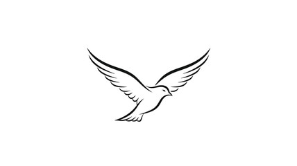 Obraz premium A graceful bird in flight black and white linear illustration silhouette