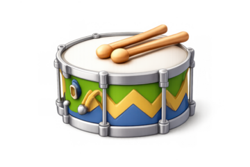 Colorful drum icon with drumsticks for music and event design