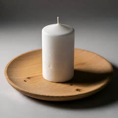 candle on a wooden table