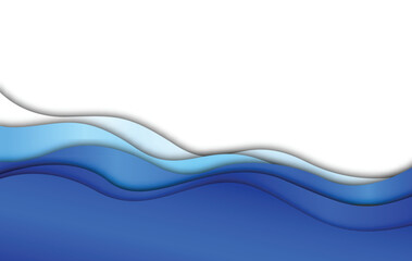 Abstract blue wave paper cut background with white copy space vector illustration