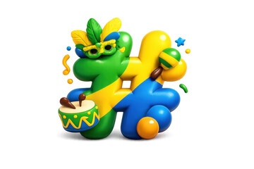 Obraz premium Vibrant carnival celebration with festive hashtag theme for social media and marketing design