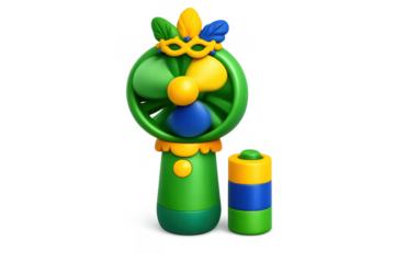Vibrant carnival cooling fan with festive decoration for celebratory events
