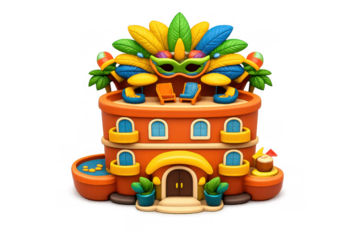 Vibrant carnival-themed hotel icon design for creative projects